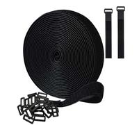 PackYard Rouleaux de sangles auto-agrippantes double face auto-agrippant à la longueur souhaitée | Attaches autoagrippantes pour un maintien sûr (noir, 2,5 cm x 4,8 m)