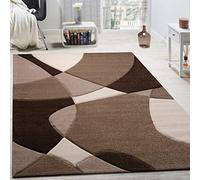 Paco Home Créateur Tapis Moderne Géométrique Motif Découpe des Contours en Brun Crème Beige, Dimension:80x150 cm