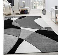 Paco Home Créateur Tapis Moderne Géométrique Motif Découpe des Contours en Noir Blanc, Dimension:60x110 cm