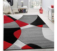 Paco Home Créateur Tapis Moderne Géométrique Motif Découpe des Contours en Rouge Noir Gris, Dimension:60x110 cm