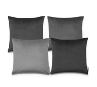Paco Home Housse Coussin Canapé Lot De 4 Coussin Canapé Housse Coussin Décoratif Chambre Velours Côtelé Velours 45x45, Couleur:Gris, Sets:4pcs-Set