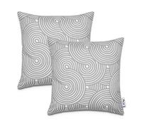 Paco Home Housse De Coussin Housse De Coussin Décoratif Lot De 2 Canapé Salon Feuilles Scandinave, Couleur:Gris, Sets:2pcs-Set