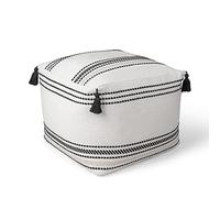 Paco Home Intérieur Fauteuil Poire Fauteuil Salon Coussin Assise Pouf Coussin Sol Repose-Pied Carré Moderne Non Garni 50x50x40 avec Pompons