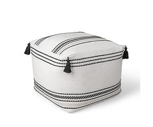 Paco Home Intérieur Fauteuil Poire Fauteuil Salon Coussin Assise Pouf Coussin Sol Repose-Pied Carré Moderne Non Garni 50x50x40 avec Pompons
