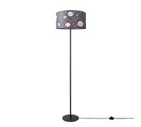 Paco Home Lampadaire Lampe Enfant Lampe Lecture Chambre Enfant Abat-Jour Tissu Rond Ã?toiles Lune Bébé E27, Couleur:Design 11 (Ø38 cm), Type de luminaire___Couleur:Lampadaire à un pied - Noir