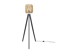 Paco Home Lampadaire Moderne Salon Chambre Aspect Rotin Boho Corbeille E27, Pied de lampe: Lampadaire Noir, Abat-jour: Beige (Ø28 cm)