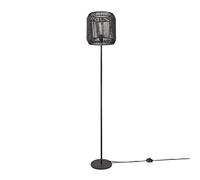 Paco Home Lampadaire moderne salon chambre aspect rotin boho corbeille lampadaire E27, Pied de lampe: Un Pied Noir, Abat-jour: Noir (Ø28 cm)