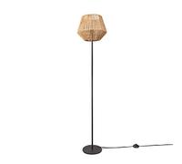 Paco Home Lampadaire moderne salon chambre aspect rotin boho corbeille lampadaire E27, Pied de lampe: Un Pied Noir, Abat-jour: Beige (Ø33 cm)