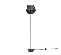 Paco Home Lampadaire moderne salon chambre aspect rotin boho corbeille lampadaire E27, Pied de lampe: Un Pied Noir, Abat-jour: Noir (Ø33 cm)