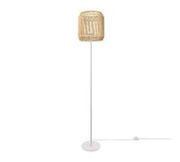 Paco Home Lampadaire moderne salon chambre aspect rotin boho corbeille lampadaire E27, Pied de lampe: Un Pied Blanc, Abat-jour: Beige (Ø28 cm)