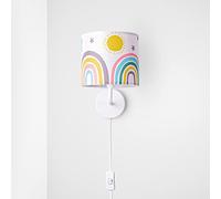 Paco Home Lampe Enfant Chambre Bébé Arc-En-Ciel Soleil Nuages Étoiles Lampadaire Lampe Poser Plafonnier Applique, Type de lampe: Lampe murale - Blanc, Couleur: Multicolore 1 (Ø18 cm)