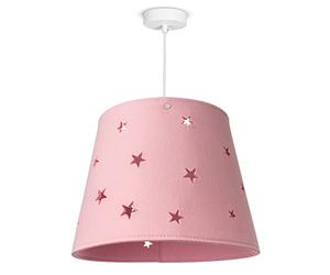 Paco Home Lampe pour enfants Chambre d'enfants Suspension Tissu Étoiles Garçons Filles Abat-jour Coloré E27 Moderne, Type de lampe:Lampe à suspension, Couleur:Rose