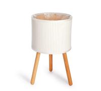 Paco Home Pot De Fleurs Cache-Pot De Plantes Grand Bac Intérieur Osier Tressé Bois, Couleur:Blanc, Sets:2pcs Set/Design 4