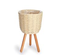 Paco Home Pot De Fleurs Cache-Pot De Plantes Grand Bac Intérieur Osier Tressé Bois, Couleur:Crème, Sets:2pcs Set/Design 3