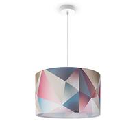 Paco Home Suspension Abat-Jour Tissu E27 Chambre Rond Vintage Rétro Cylindre Textile