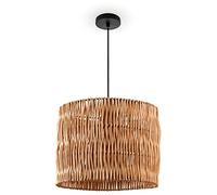 Paco Home Suspension Rotin Table À Manger Lampe Suspendue Salle À Manger Lampe E27 Papier Boho, Couleur:Nature (Ø29cm), Type de luminaire___Couleur:Lampe à suspension - Noir