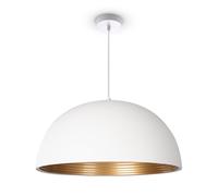 Paco Home Suspension Salle À Manger Lampe Suspendue Lampe Cuisine Table Abat-Jour Câble Textile 1,5 m E27 Industriel, Couleur:Or (Ø40,5cm), Type de luminaire___Couleur:Lampe à suspension - Blanc