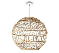 Paco Home Suspension Salon Boho Lampes En Osier Rotin Salle À Manger Lampe Papier E27, Type de lampe:Lampe à suspension - Type 6, Couleur:Créme (Ø40 cm)