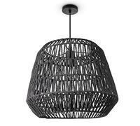 Paco Home Suspension Salon Boho Lampes En Osier Rotin Salle À Manger Lampe Papier E27, Type de lampe:Lampe à suspension - Type 9, Couleur:Noir (Ø40cm)