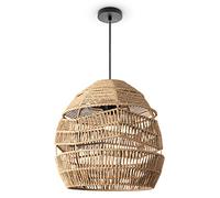 Paco Home Suspension Salon Boho Lampes En Osier Rotin Salle À Manger Lampe Papier E27, Type de lampe:Lampe à suspension - Type 4, Couleur:Beige (Ø31 cm)