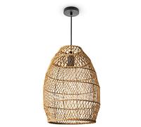 Paco Home Suspension Salon Boho Lampes En Osier Rotin Salle À Manger Lampe Papier E27, Type de lampe:Lampe à suspension - Type 3, Couleur:Nature (Ø30cm)