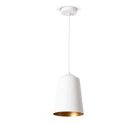 Paco Home Suspension Salon Table Cuisine Abat-Jour Lampe Suspendue Design Industriel Câble Textile E27, Type de lampe: Lampe à suspension - Blanc, Couleur:Or (Ø19.5 cm)