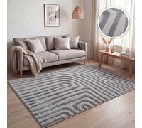 Paco Home Tapis à Poils Courts pour Salon, Motifs géométriques Abstraits Modernes, Effet 3D, Style scandinave Classique, uni Gris, Dimension:160x220 cm