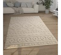Paco Home Tapis à Poils Longs Salon Shaggy 3D Look Ethno Boho Vintage Soft, Taille : 160 x 220 cm, Couleur : Crème 6