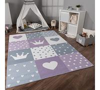 Paco Home Tapis Chambre Enfant Bebe Fille Garcon Antidérapant Arc-en-Ciel Coeur Pois, Dimension:80x150 cm, Couleur:Pourpre