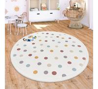 Paco Home Tapis Chambre Enfant Bebe Fille Garcon Antidérapant Arc-en-Ciel Motif Animal Pois, Dimension:120 cm Rond, Couleur:Multicolore