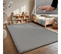 Paco Home Tapis Chambre Enfant Bebe Fille Garcon Moelleux Antidérapant Moderne, Dimension:100x200 cm, Couleur:Gris