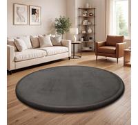 Paco Home Tapis Chambre Enfant Bebe Fille Garcon Moelleux Antidérapant Moderne, Dimension:160 cm Rond, Couleur:Anthracite