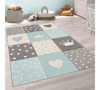 Paco Home Tapis Chambre Enfant Fille Garcon Pastel 3D Coeur Pois Couronne, Dimension:120x170 cm