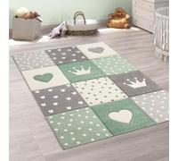 Paco Home Tapis Chambre Enfant Fille Garcon Pastel 3D Coeur Pois Couronne, Dimension:160x230 cm