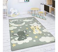 Paco Home Tapis Chambre Enfant Tapis De Jeux Tapis Bébé Étoile Nuage Lune Gris Blanc, Dimension:80x150 cm