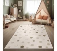Paco Home Tapis Chambre Enfants Effet Haute-Basse Points Couleurs Naturelles Soft-Touch Entretien Facile Moderne Minimaliste Beige Marron Crème, Dimension:120x160 cm