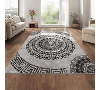 Paco Home Tapis Classique à Motifs Ornements Circulaires Chiné Moucheté Gris Noir, Dimension:80x300 cm