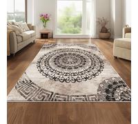 Paco Home Tapis Classique à Motifs Ornements Circulaires Chiné Moucheté Marron Beige Noir, Dimension:80x300 cm