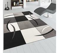 Paco Home Tapis De Créateur Aux Contours Découpés à Carreaux en Blanc Noir, Dimension:160x230 cm
