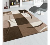 Paco Home Tapis De Créateur Aux Contours Découpés à Carreaux en Marron Beige, Dimension:200x290 cm