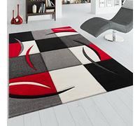 Paco Home Tapis De Créateur Aux Contours Découpés à Carreaux en Rouge Noir Crème, Dimension:120x170 cm