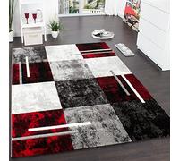 Paco Home Tapis De Créateur Aux Contours Découpés à Carreaux en Rouge Noir, Dimension:80x150 cm