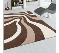 Paco Home Tapis De Créateur Aux Contours Découpés Motif Vagues en Marron Beige Crème, Dimension:60x110 cm