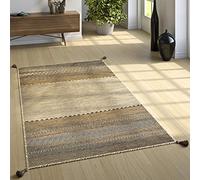 Paco Home Tapis De Créateur Tapis Tissé Kilim Tissé Main 100% Coton Moderne À Motifs Beige, Dimension:60x110 cm