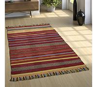 Paco Home Tapis De Créateur Tapis Tissé Kilim Tissé Main 100% Coton Moderne Rayé Coloré, Dimension:200x290 cm