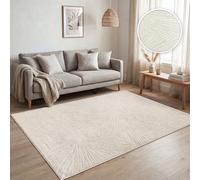 Paco Home Tapis de Salon à Poils Courts, Motifs géométriques Abstraits Modernes, Effet 3D, Design Arc-en-Ciel et Carreaux, Luxe Brillant Ton sur Ton, Couleur:Crème - Abstrait, Dimension:80x150 cm