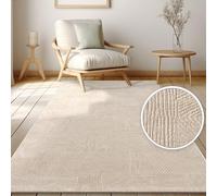Paco Home Tapis de Salon à Poils Courts, Motifs géométriques Abstraits Modernes, Effet 3D, Design Arc-en-Ciel et Carreaux, Luxe Brillant Ton sur Ton, Couleur:Beige - Géométrique, Dimension:80x150 cm