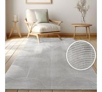 Paco Home Tapis de Salon à Poils Courts, Motifs géométriques Abstraits Modernes, Effet 3D, Design Arc-en-Ciel et Carreaux, Couleur Unie, Luxe Brillant Ton sur Ton, Dimension:160x220 cm