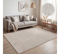 Paco Home Tapis de Salon à Poils Courts, Motifs géométriques Abstraits Modernes, Effet 3D, Design Arc-en-Ciel et Carreaux, Luxe Brillant Ton sur Ton, Couleur:Beige - Abstrait, Dimension:160x220 cm