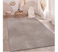 Paco Home Tapis Salon Chambre à Coucher Moelleux Uni Aspect 3D Entretien Facile Design Moderne Lavable Taupe, Dimension:200x280 cm